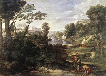 Landscape with Diogenes classical painter Nicolas Poussin Oil Paintings